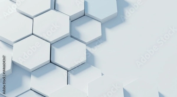 Obraz Abstract White Hexagon Pattern with Subtle Shadows