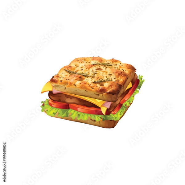 Obraz  Focaccia bread illustration Vector design