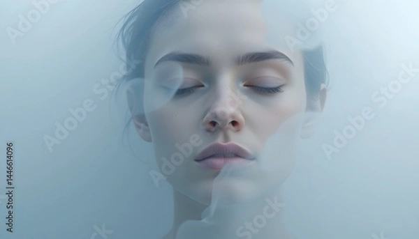 Obraz soothing face mist in soft fog, blank conceptual scene with room for text.