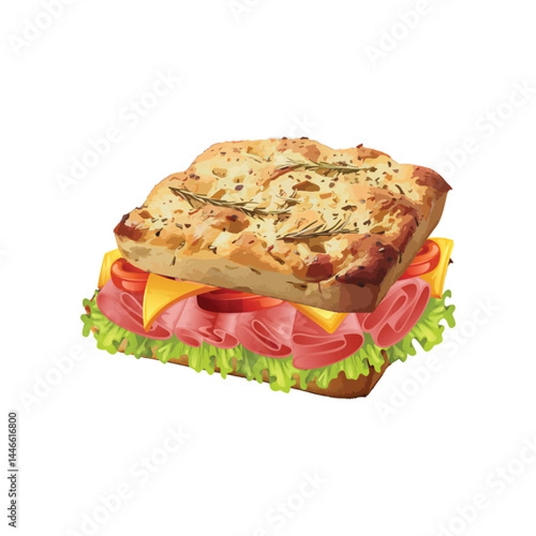 Fototapeta Focaccia bread illustration Vector template