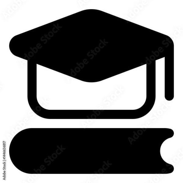 Obraz Graduation cap with book icon for education and knowledge