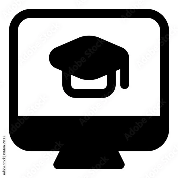 Obraz Monitor with graduation cap icon for elearning and courses