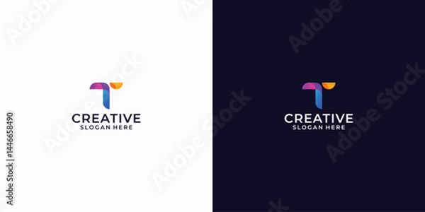 Obraz creative letter t colorfull logo technology