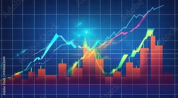 Fototapeta Chart of upward trend with vibrant highlights