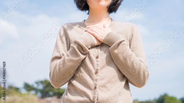 Obraz 女性, 青空