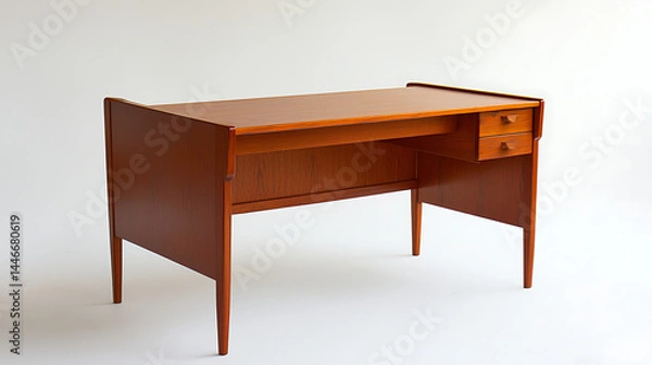 Fototapeta A wooden desk with a drawer and a shelf