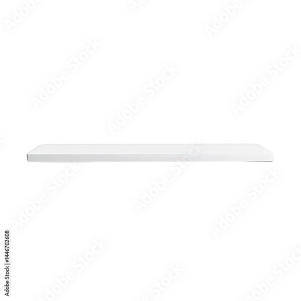 Obraz Simple bright white minimalist floating shelf casting a subtle shadow, offering a clean empty surface for displaying decor.