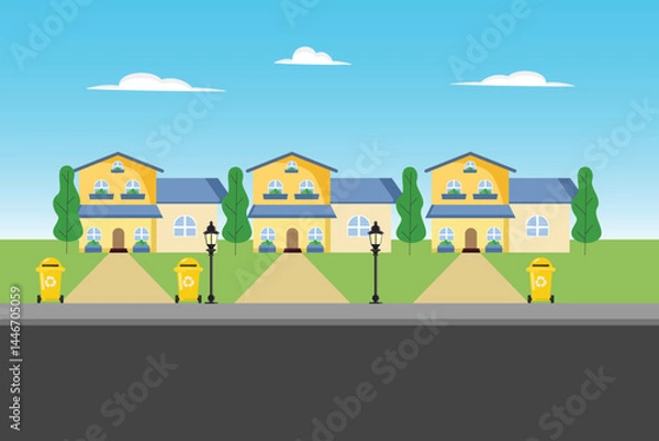Obraz Housing area Concept. Colored flat vector illustration isolated