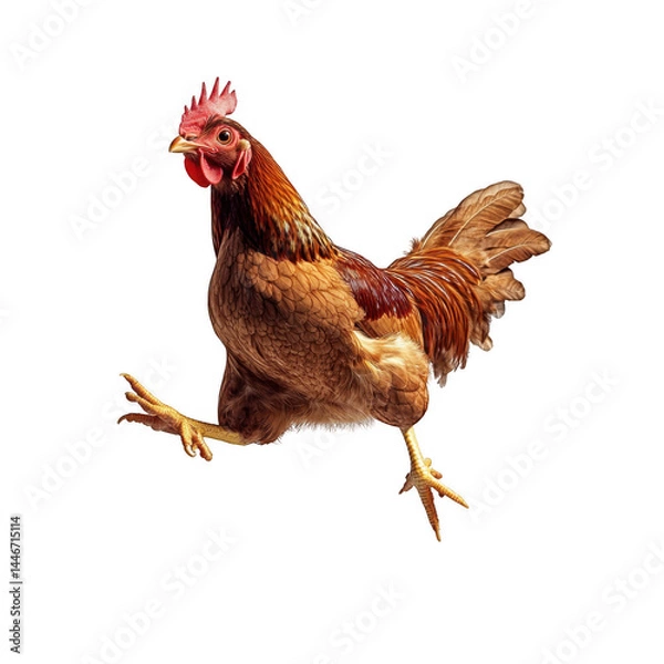 Fototapeta Running Chicken on Black Background