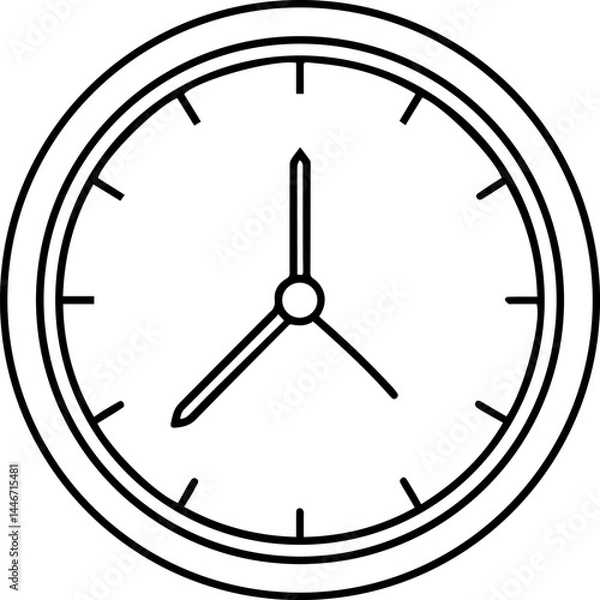 Fototapeta clock icon outline vector illustration line art coloring book page