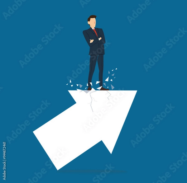 Fototapeta successful businessman on cracks arrow concept business vector illustration 