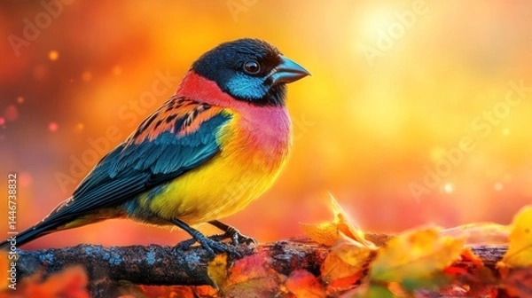 Obraz Vibrant Autumn Bird on Branch