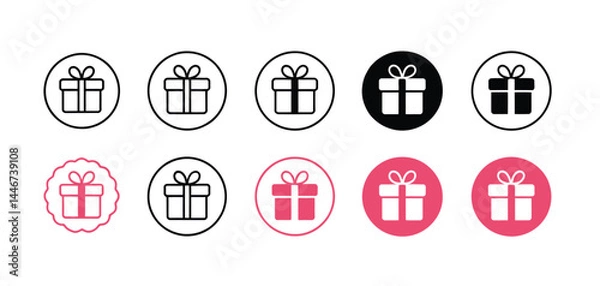 Fototapeta Gift Icon Set Various Styles and Colors for Design
