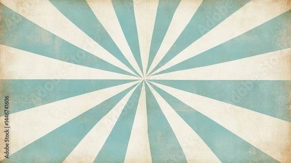 Fototapeta Circus sunburst in vintage vibes background and spiral retro rays, Turquoise blue and white sunburst comic vintage poster sun burst radial lines with grunge texture, carnival, summer fair backdrop