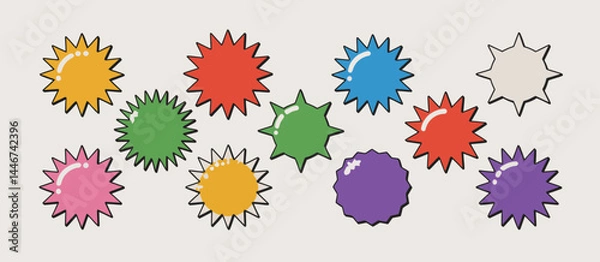 Fototapeta Colorful Starburst Shapes Background Design Elements