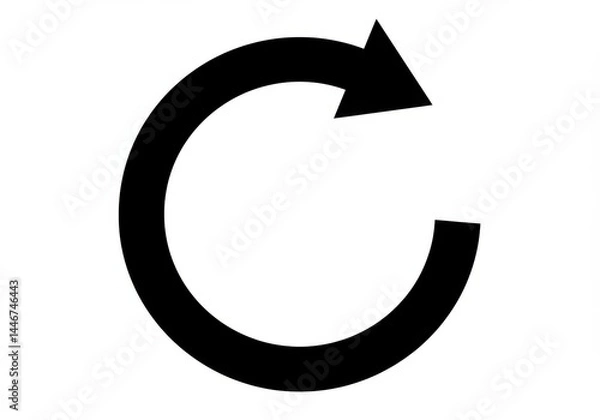 Fototapeta A curved arrow pointing to the upper right side isolated on white background