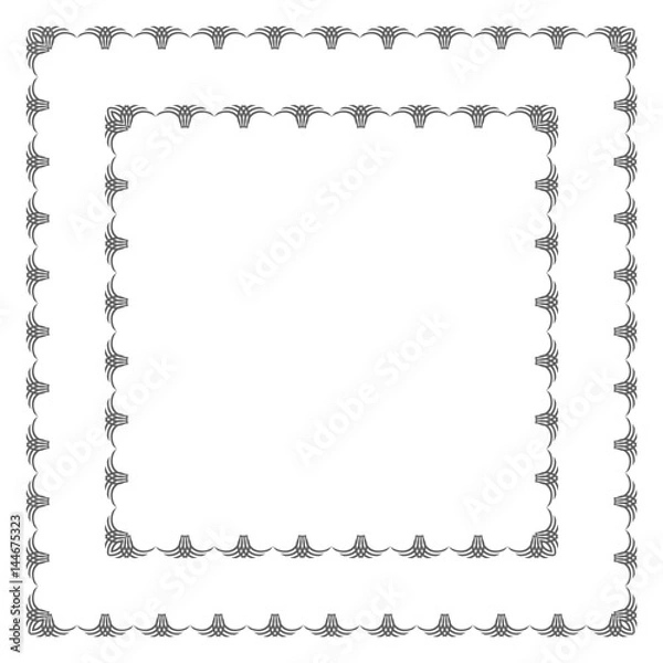 Fototapeta Decorative border frame. Vector square border frame. Abstract black and white geometric ornament,