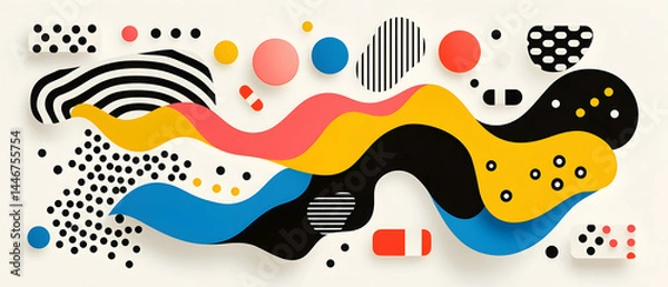 Fototapeta Abstract art composition with layered shapes and vibrant colors. Perfect for web design book covers or posters.