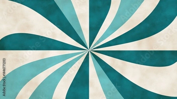 Fototapeta Circus sunburst in vintage vibes background and spiral retro rays with green and white sunburst, vintage poster sun burst radial lines with grunge texture, circus, carnival, summer fair backdrop