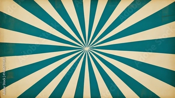 Fototapeta Circus sunburst in vintage vibes background and spiral retro rays, Turquoise blue and white sunburst comic vintage poster sun burst radial lines with grunge texture, carnival, summer fair backdrop