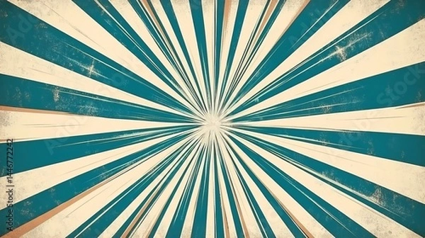 Fototapeta Circus sunburst in vintage vibes background and spiral retro rays with green and white sunburst, vintage poster sun burst radial lines with grunge texture, circus, carnival, summer fair backdrop