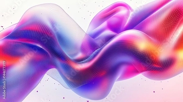 Fototapeta Symphony of transparent glass woven enigmatic abstract, flowy iridescent holographic texture background, timeless refinement holographic dynamic shape background
