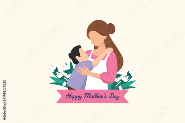 Obraz  Happy mother day Concept. Colored flat vector illustration isolated