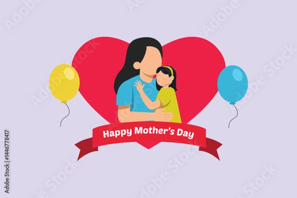 Obraz  Happy mother day Concept. Colored flat vector illustration isolated