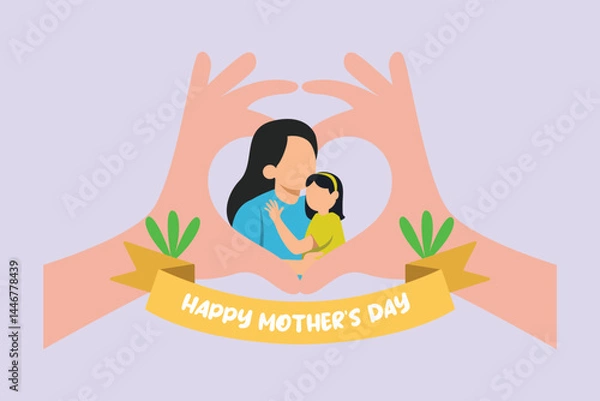 Obraz  Happy mother day Concept. Colored flat vector illustration isolated