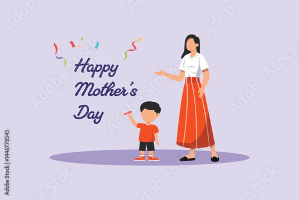 Obraz  Happy mother day Concept. Colored flat vector illustration isolated
