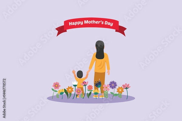 Obraz  Happy mother day Concept. Colored flat vector illustration isolated