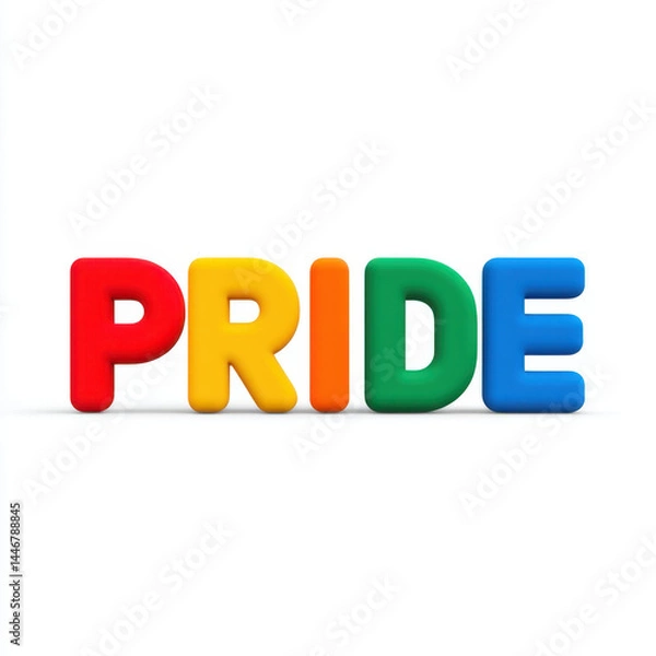 Fototapeta Colorful letters spelling PRIDE create vibrant and joyful expression of inclusivity and celebration