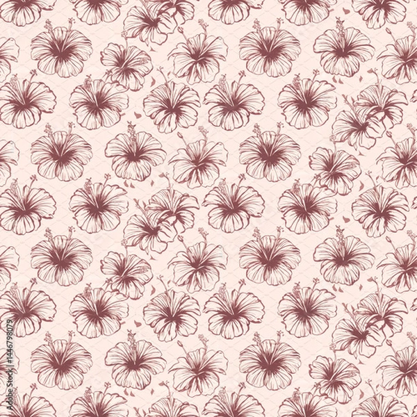 Fototapeta Seamless Pattern of Hibiscus Flowers for Wallpaper and Art Print