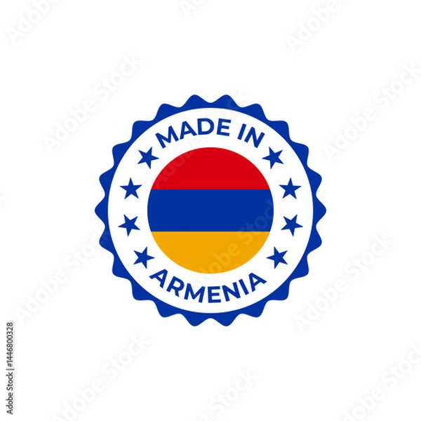 Fototapeta Made in Armenia transparent label with flag and badge design