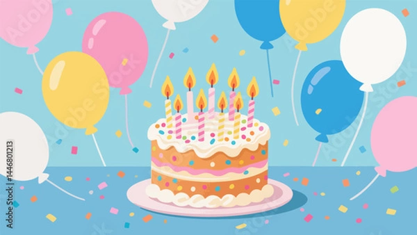 Fototapeta Birthday cake vector pattern