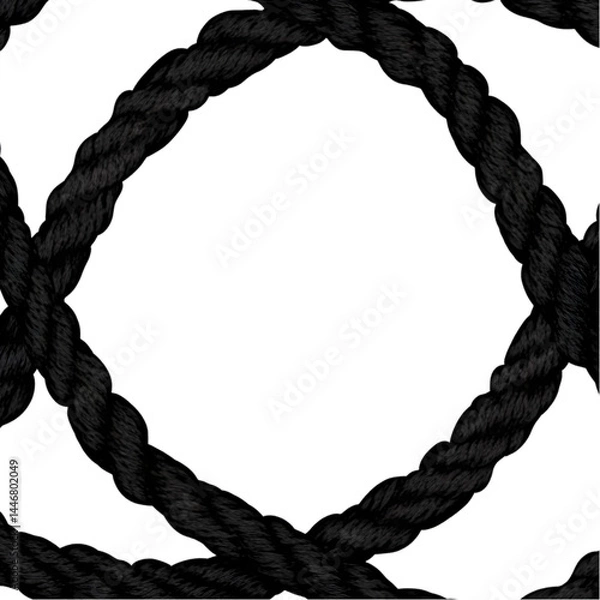 Fototapeta Black Rope Circle Pattern Illustration Isolated Background