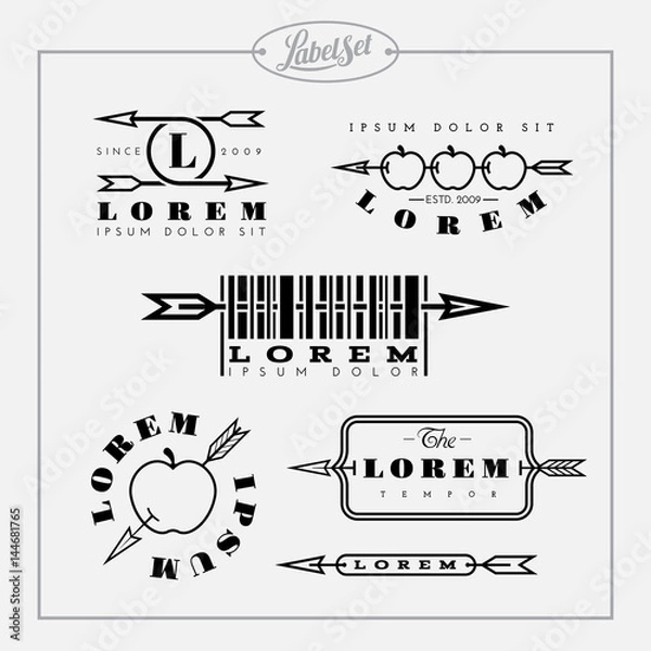 Fototapeta Outline label set with arrow