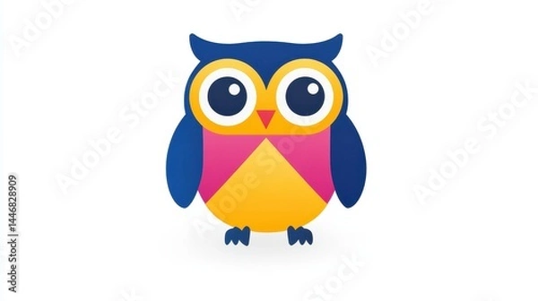 Obraz Whimsical Pixel Art Owl Character with Vibrant Color Palette, Adorable Bird Illustration for Children's Designs, Cartoon Owl Icon Element Graphic Style