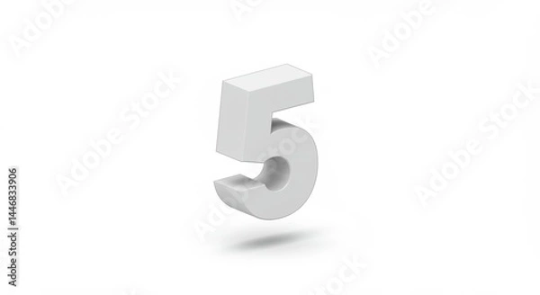 Obraz Isolated White Number Five - 3D Render