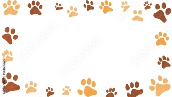 Fototapeta Paw prints border design