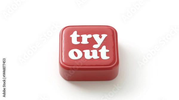 Fototapeta 3D button with "try out" on white background.