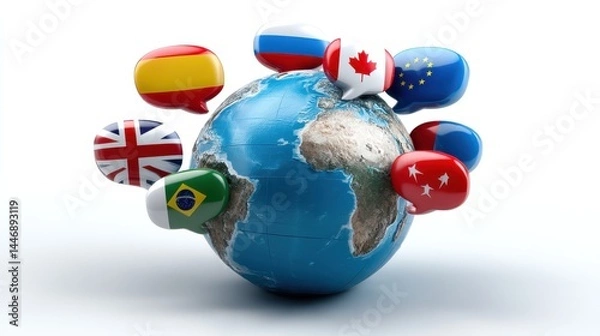 Fototapeta A globe with many flags on it, including the British flag