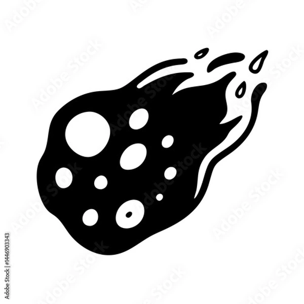 Obraz Black and White Illustration of a Comet hurtling through the Cosmic Void