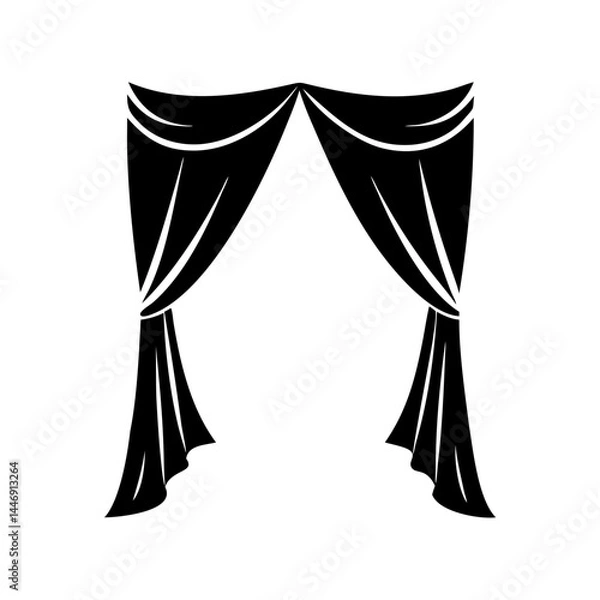 Obraz Elegant black and white silhouette illustration of classic theatre curtains