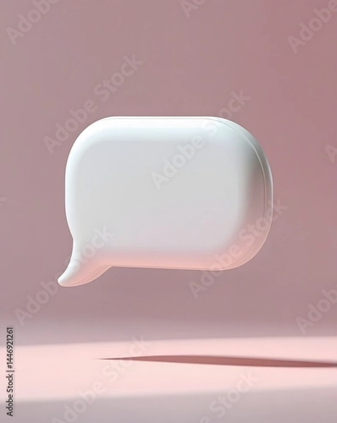 Obraz 3D White Speech Bubble on Soft Pink Background