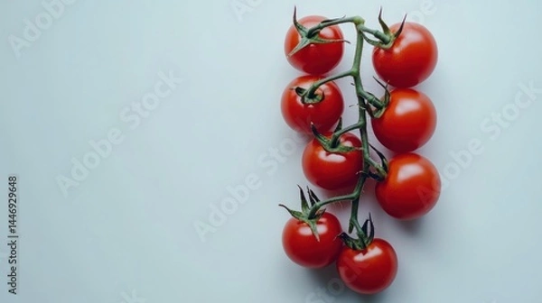 Fototapeta Fresh, vibrant, clustered cherry tomatoes on a stem