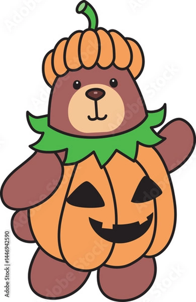 Obraz Illustration of cute bear icon.
Funny bear in daily activities elements.
