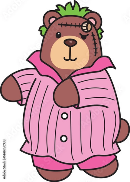 Obraz Illustration of cute bear icon.
Funny bear in daily activities elements.
