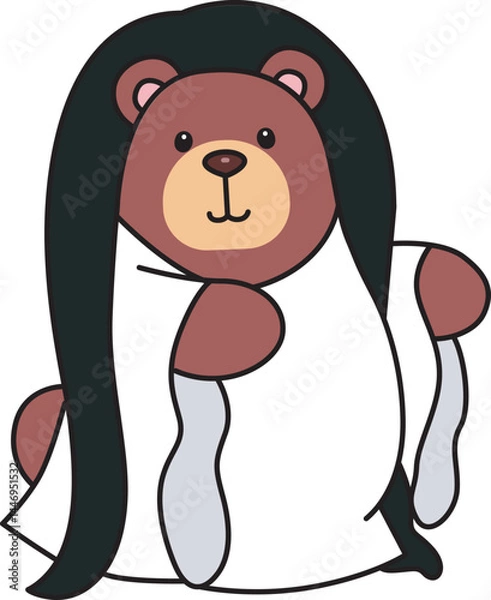 Obraz Illustration of cute bear icon.
Funny bear in daily activities elements.
