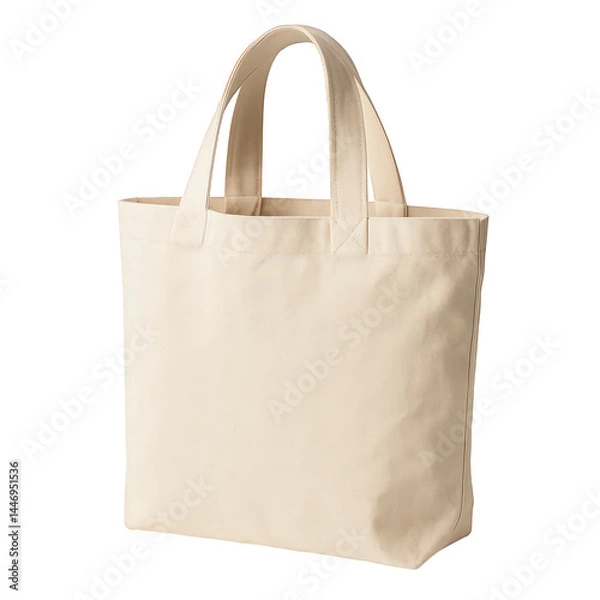 Obraz Durable and lightweight plain natural canvas fabric tote bag offering versatile utility for everyday errands.